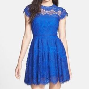 BB Dakota Fit & Flare Blue Lace Dress